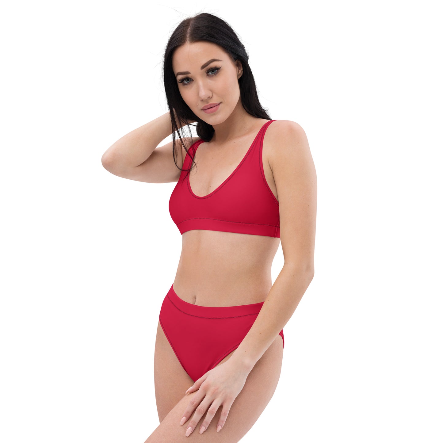 Crimson Red Recycled high-waisted bikini