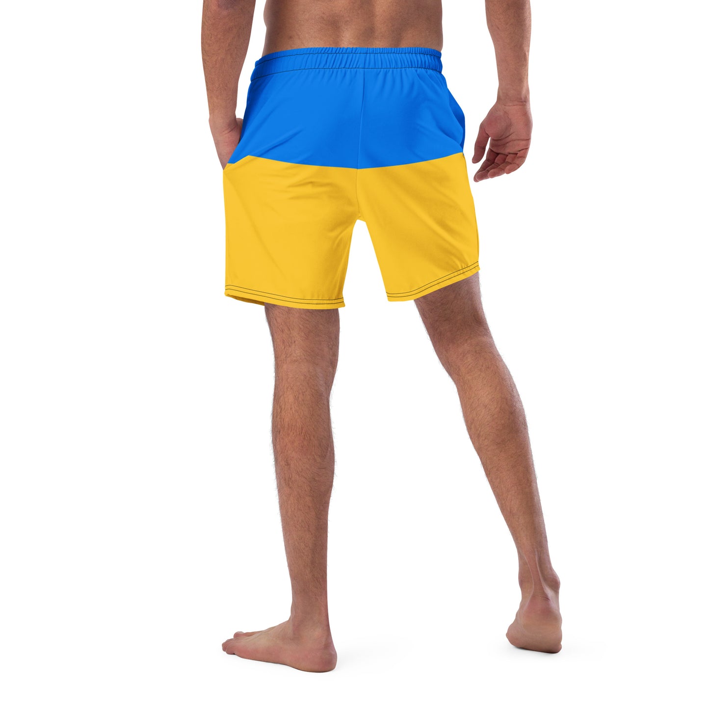 Blue Yellow Colorblock Men's swim trunks