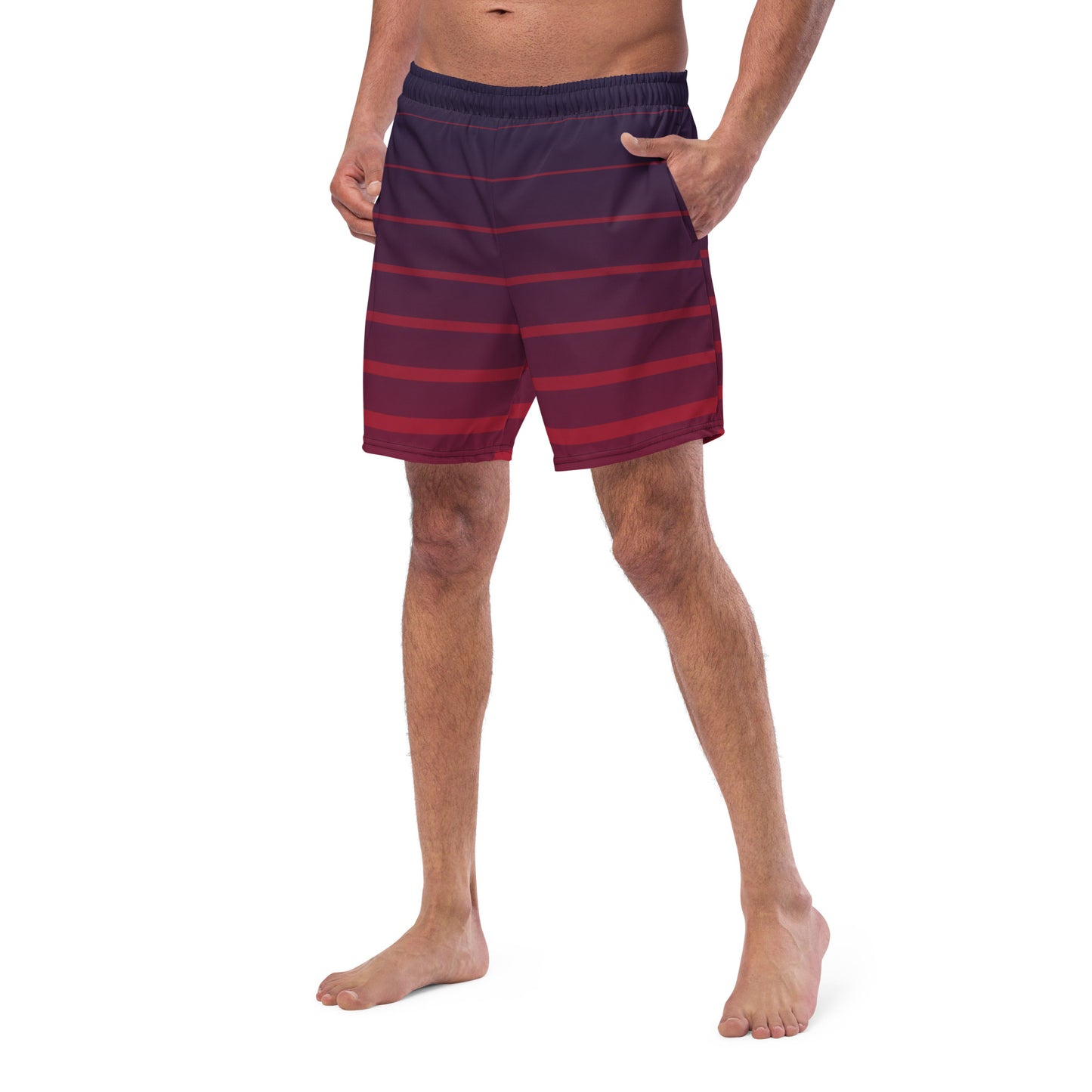 Black and Red Striped Men's swim trunks