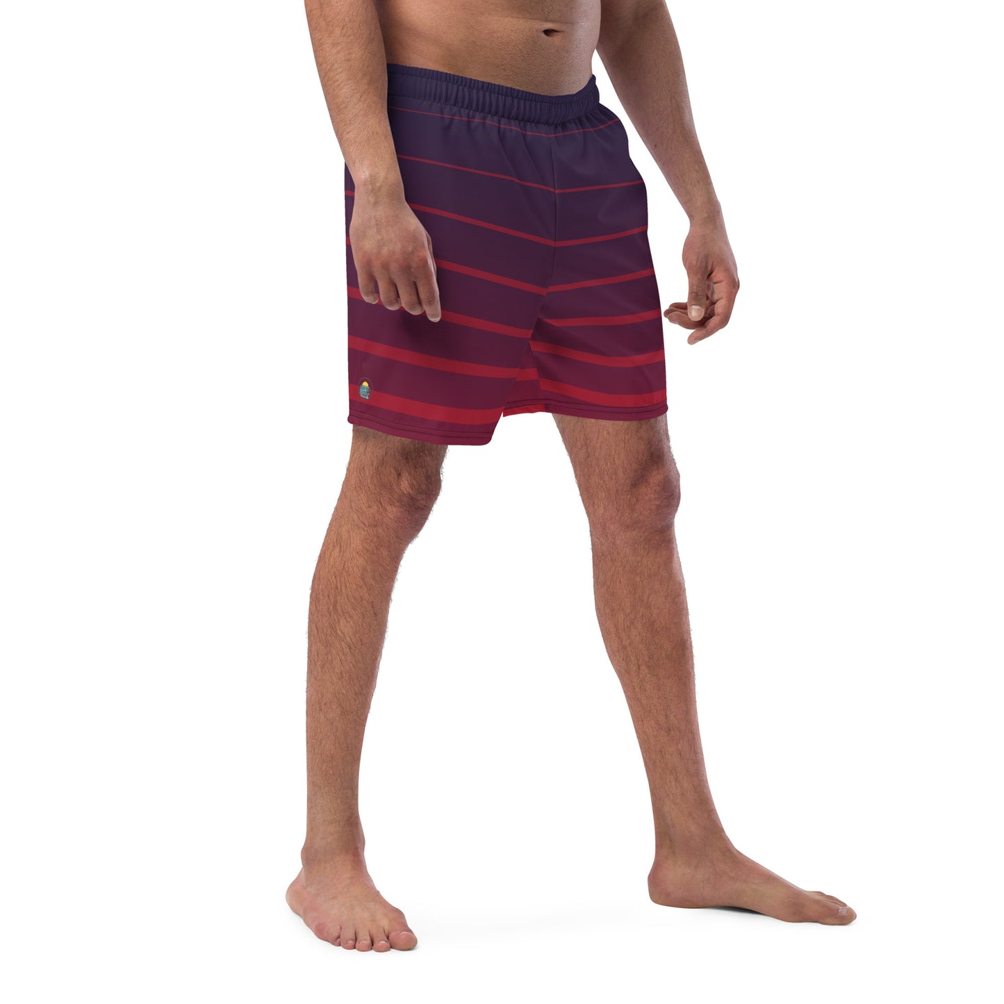 Black and Red Striped Men's swim trunks