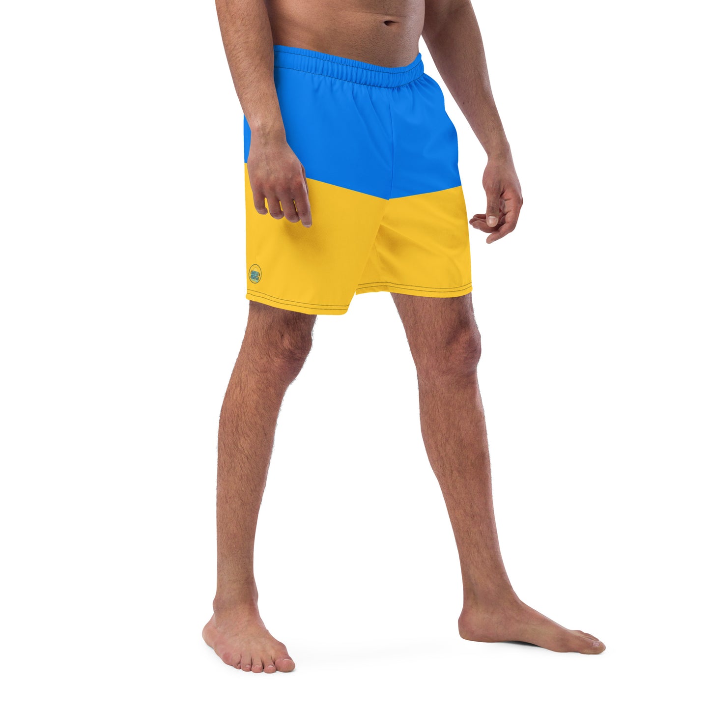 Blue Yellow Colorblock Men's swim trunks