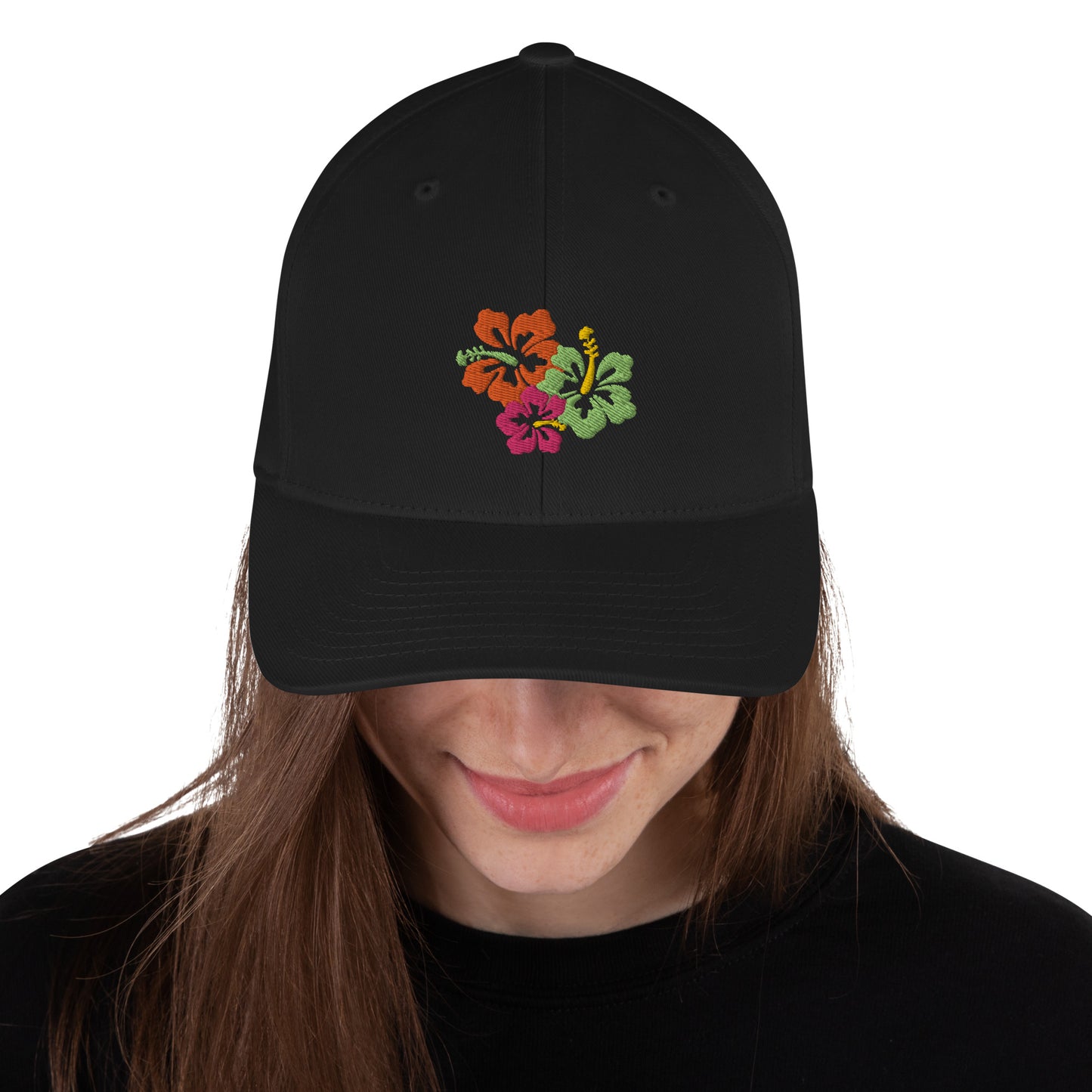 Embroidered Flower Structured Twill Cap