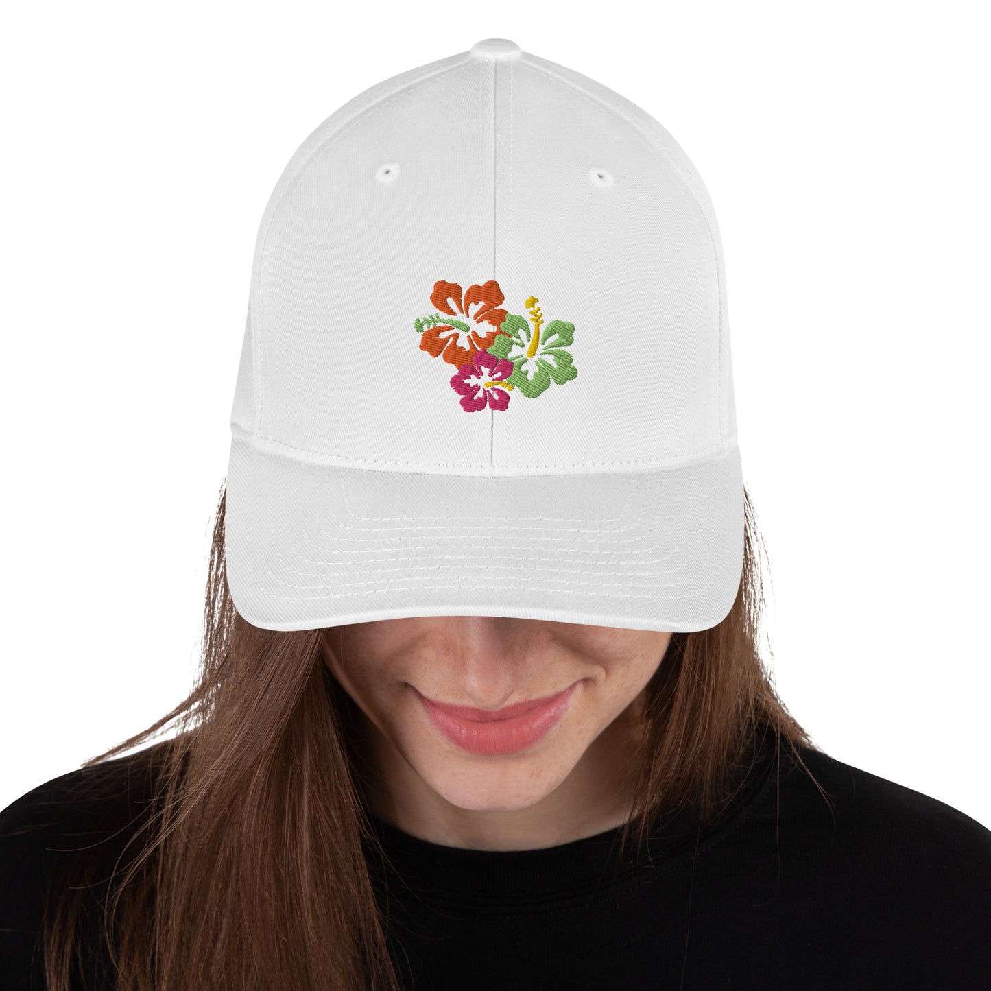 Embroidered Flower Structured Twill Cap