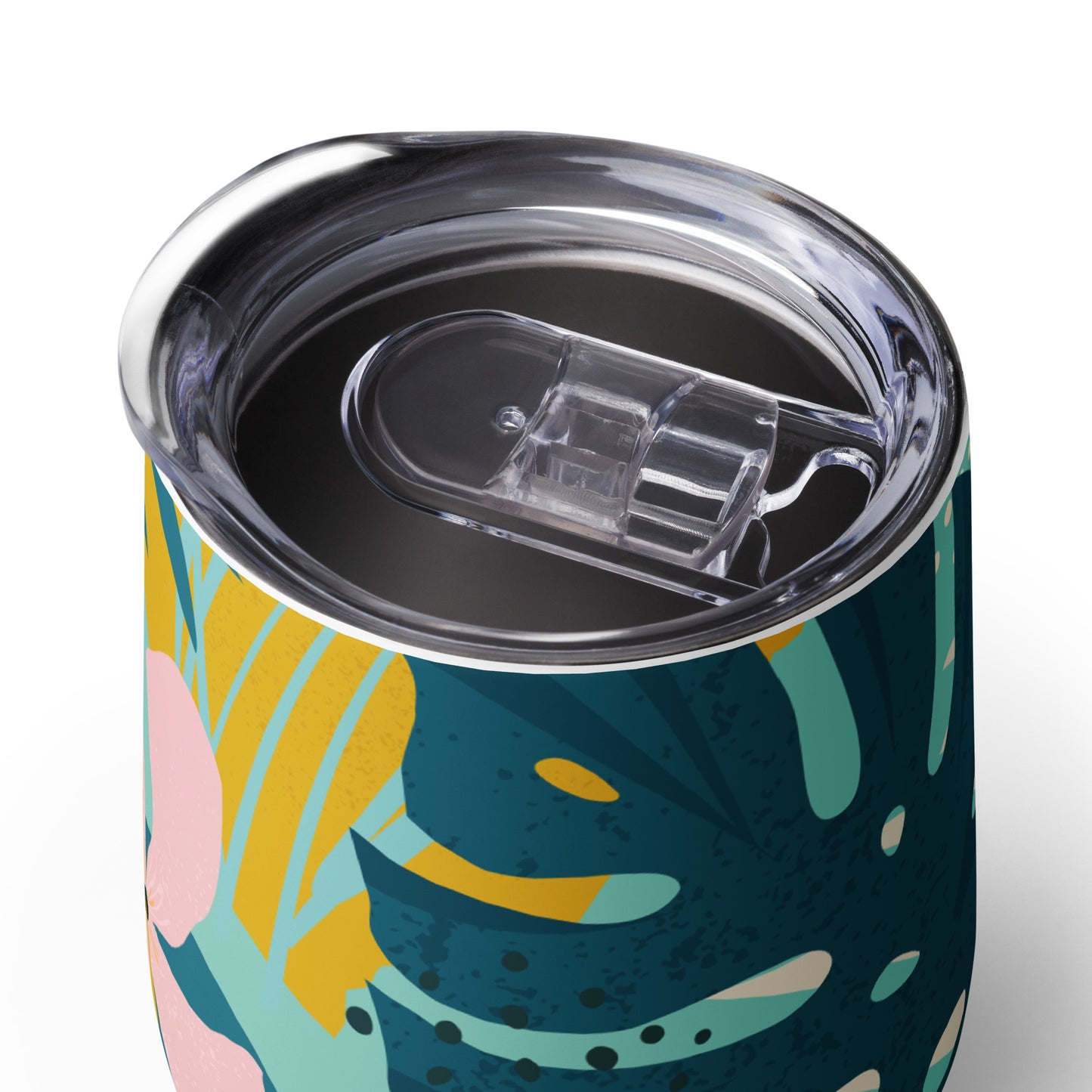 Tropical Blue Green Floral Wine tumbler