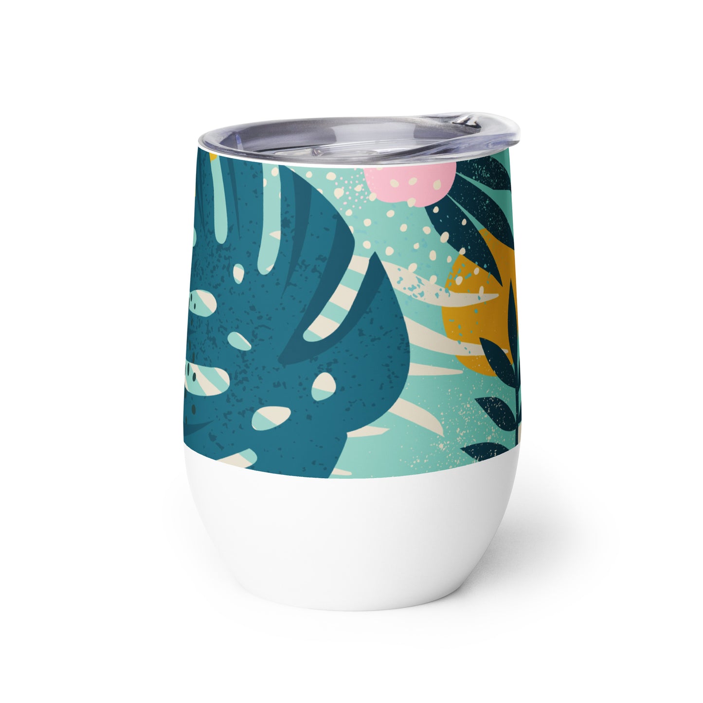 Tropical Blue Green Floral Wine tumbler